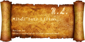 Miháletz Lilian névjegykártya